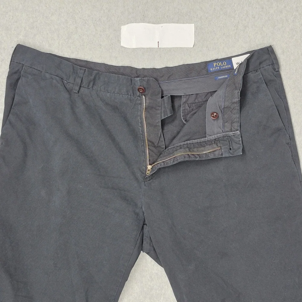 Polo Ralph Lauren Men Pants 42B-30 BIG Black Chino Twill Button Zipper Classic